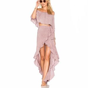 Blue Life Frillride top/Aura wrap skirt